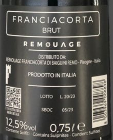 Franciacorta Brut Remouage Cuvée Bianca, 75 cl<br>
