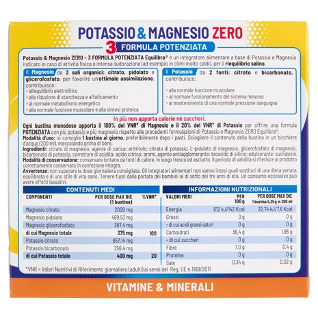 equilibra Potassio & Magnesio Zero 3 Formula Potenziata Bustine Monodose 18 x 5,35 g