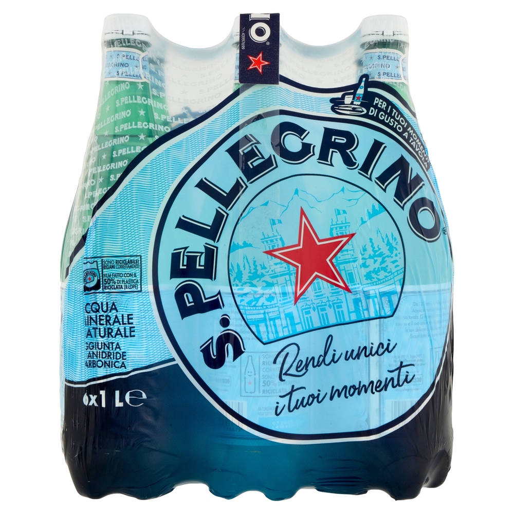 S.PELLEGRINO, Acqua Minerale Naturale Frizzante 1L x 6