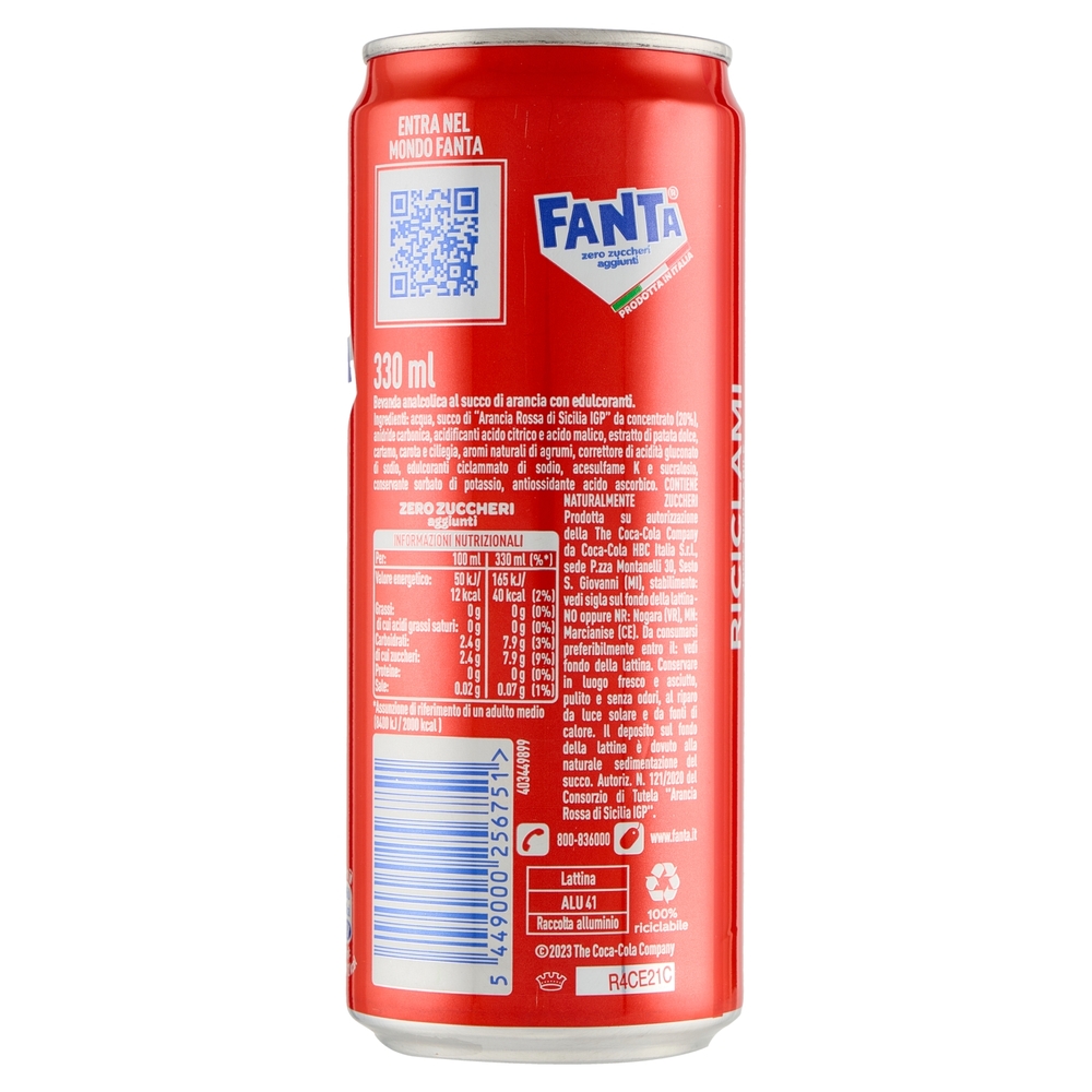 Fanta Zero Blood Orange Sleek 33 cl