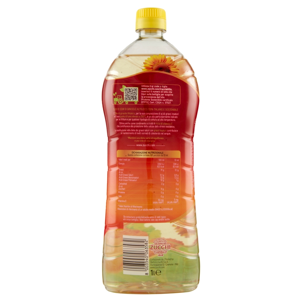 Zucchi Olio di Semi di Girasole Altoleico 100% Italiano 1 L