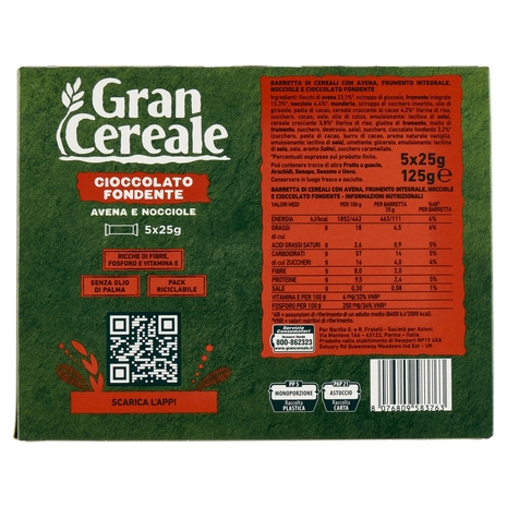 Grancereale Barrette cereali cioccolato fondente 125g