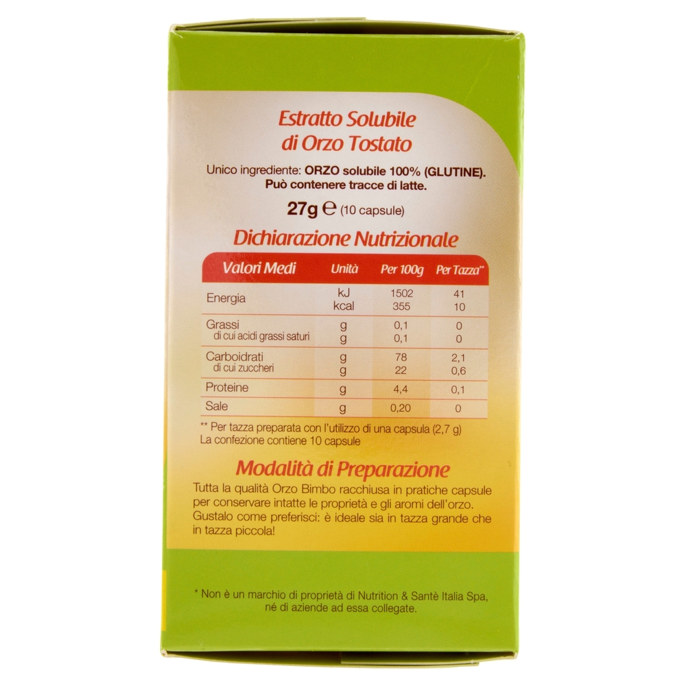 Orzo Bimbo Orzo 100% 10 Capsule Compatibili con Macchine caffè Nespresso* - 10 x 2,7 g