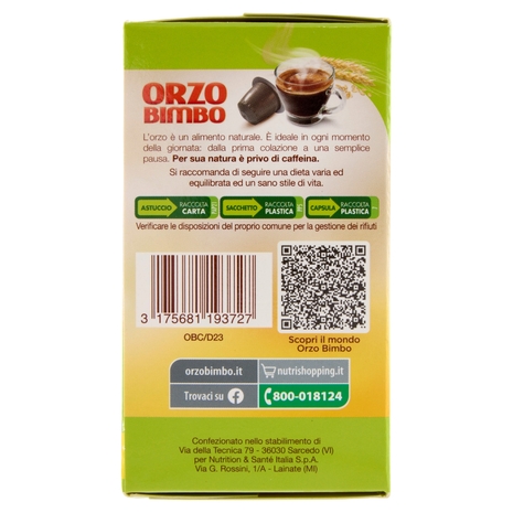 Orzo Bimbo Orzo 100% 10 Capsule Compatibili con Macchine caffè Nespresso* - 10 x 2,7 g