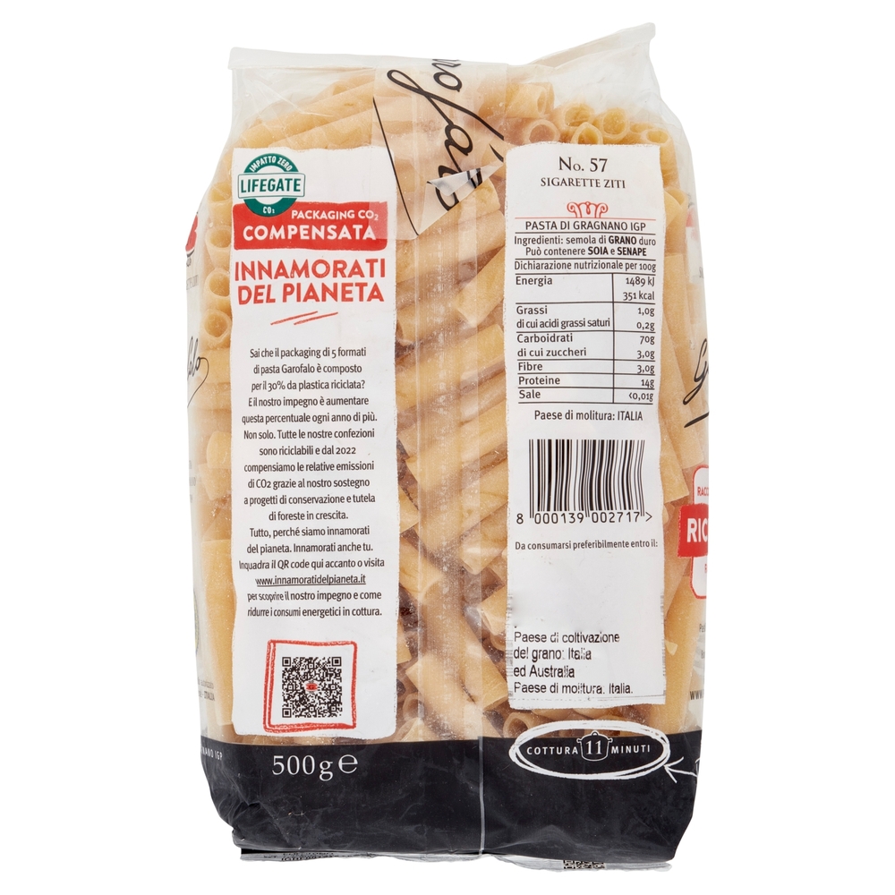 Garofalo Sigarette Ziti Pasta di Gragnano IGP No. 57 500 g
