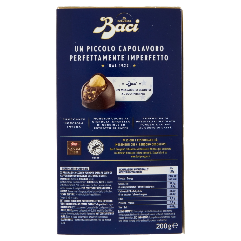 BACI PERUGINA Caffè Cioccolatini Fondenti ripieni al gusto di Caffè scatola 200 g
