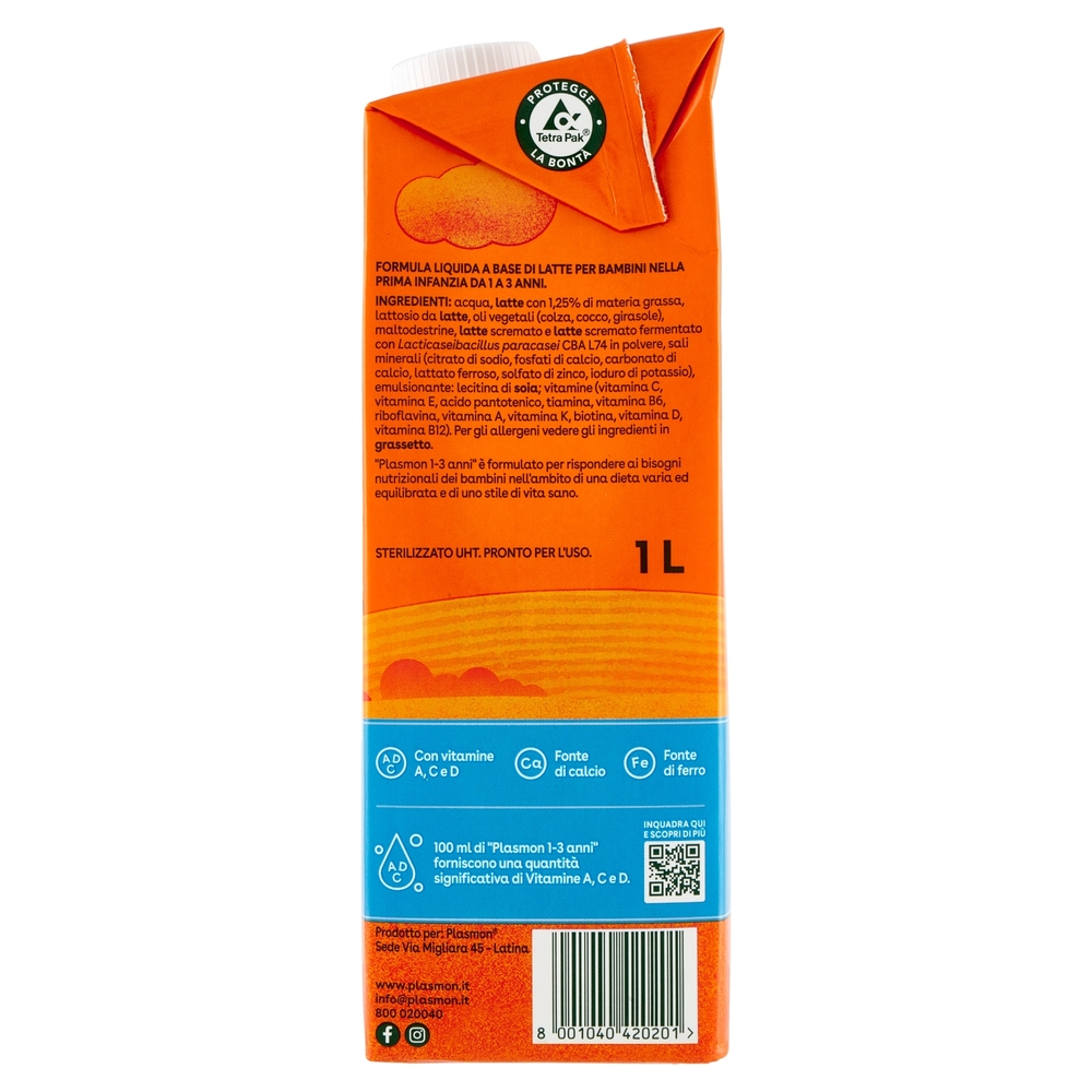 Plasmon Latte di Crescita Nutri mune 1-3 Anni 1 L