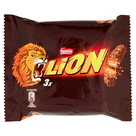 NESTLÉ LION Wafer con Caramello e Cereali ricoperto di Cioccolato al Latte da 3 snack da 42g