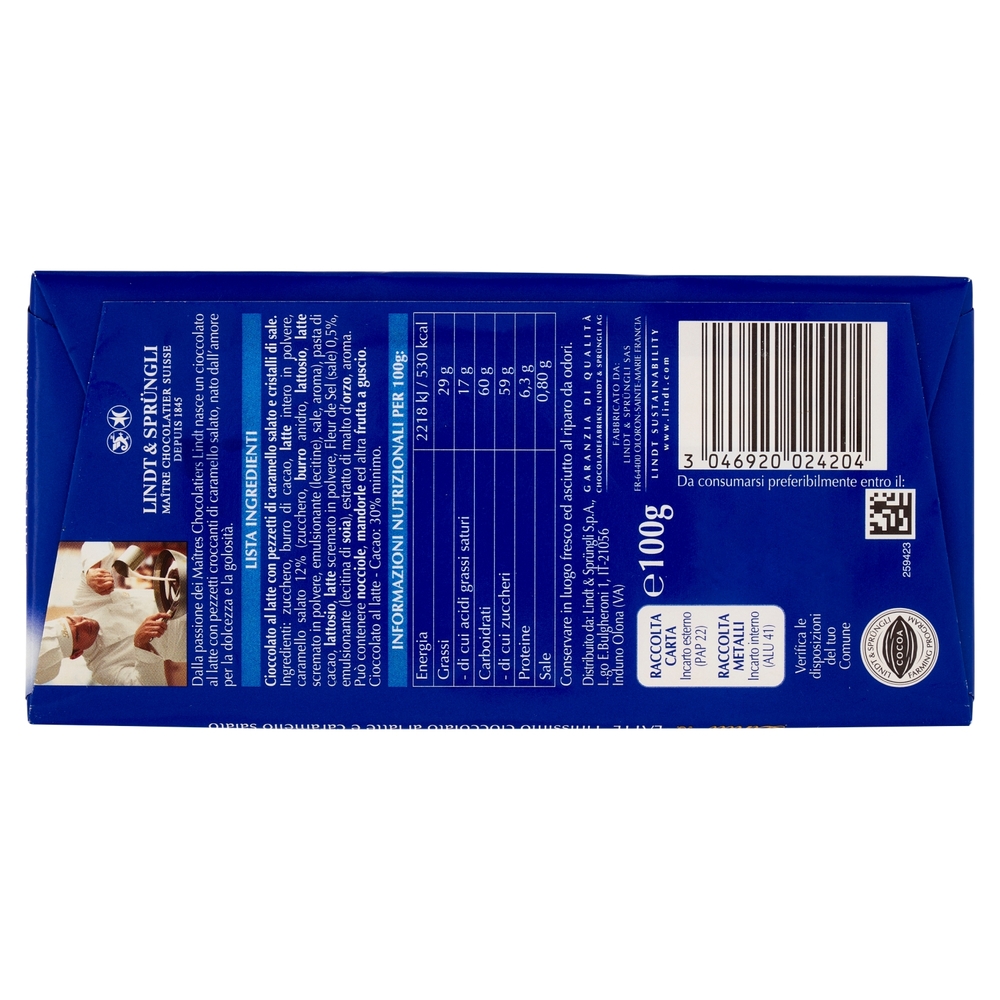Lindt tavoletta latte caramello salato 100g