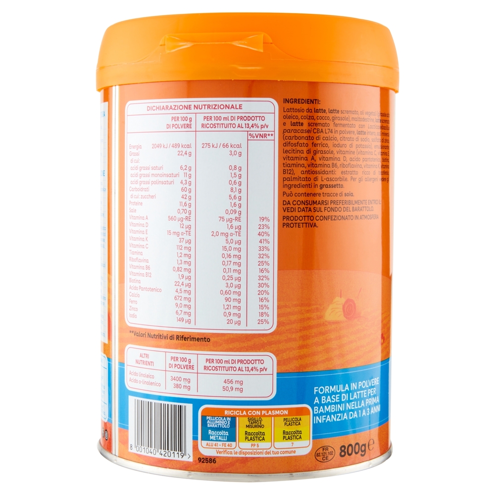 Plasmon Latte di Crescita Nutri mune 1-3 Anni 800 g