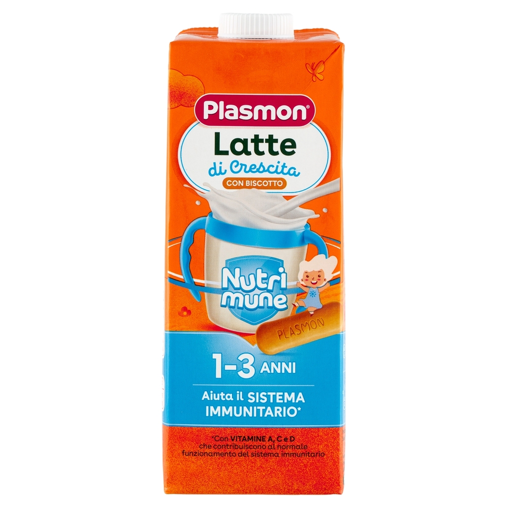 Plasmon Latte di Crescita con Biscotto Nutri mune 1-3 Anni 1 L