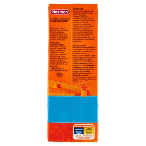 Plasmon Latte di Crescita con Biscotto Nutri mune 1-3 Anni 1 L
