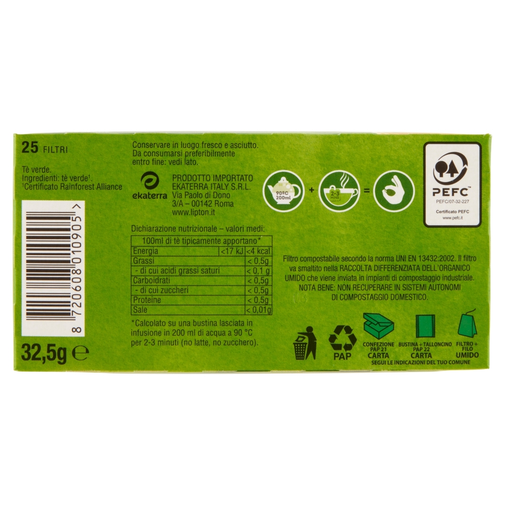 Lipton Tè Verde Classico 25 Filtri 32,5 g