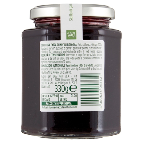 Confettura Extra di Mirtilli BIO Il Viaggiator Goloso