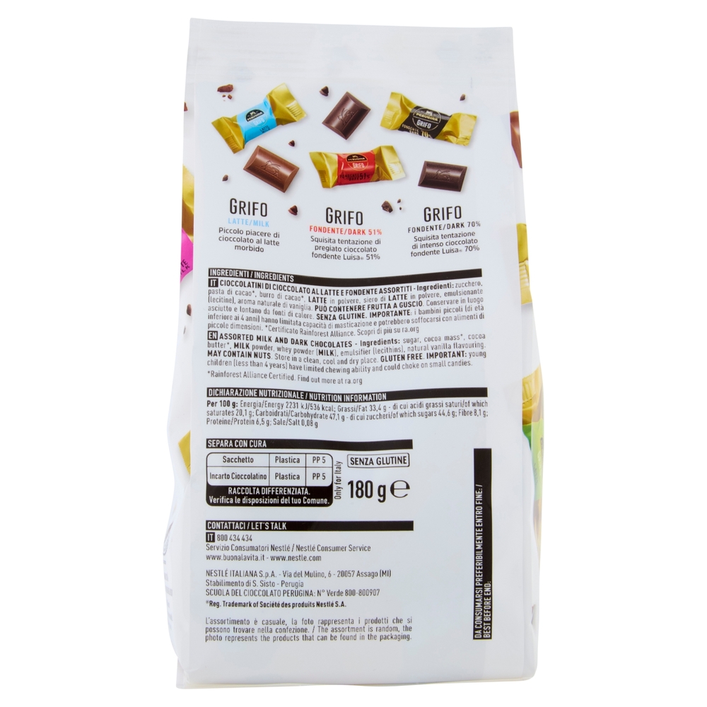 PERUGINA Grifo Assortito Cioccolatini Fondenti e al Latte sacchetto 180 g