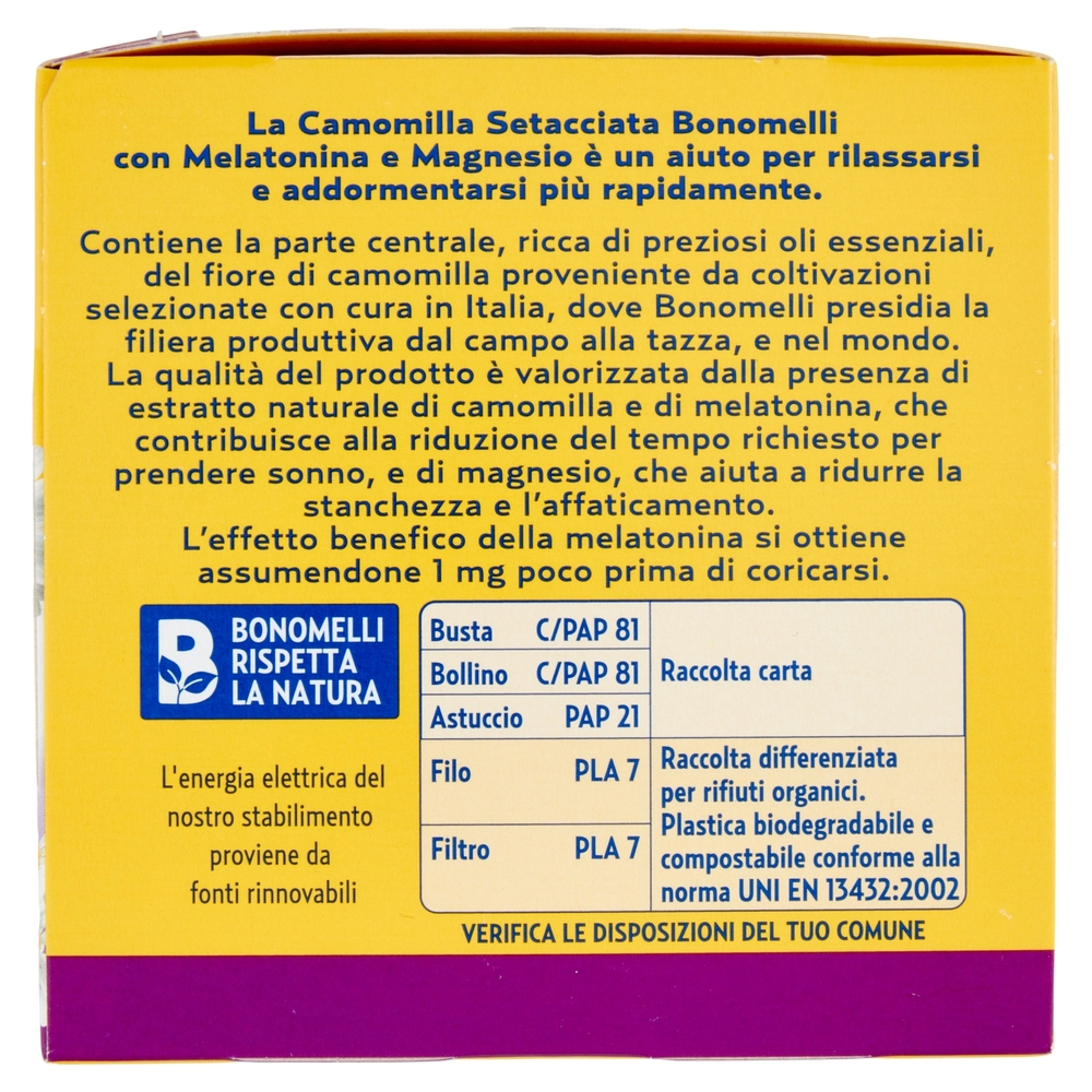 Bonomelli Camomilla in Filtri con Melatonina e con Magnesio Setacciata in Filtri 14 filtri 35 g