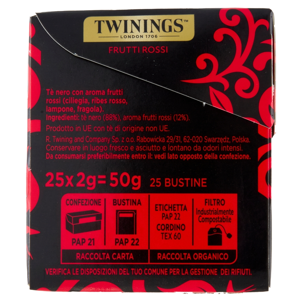 Twinings Tè nero aromatizzato Frutti Rossi 25 x 2 g