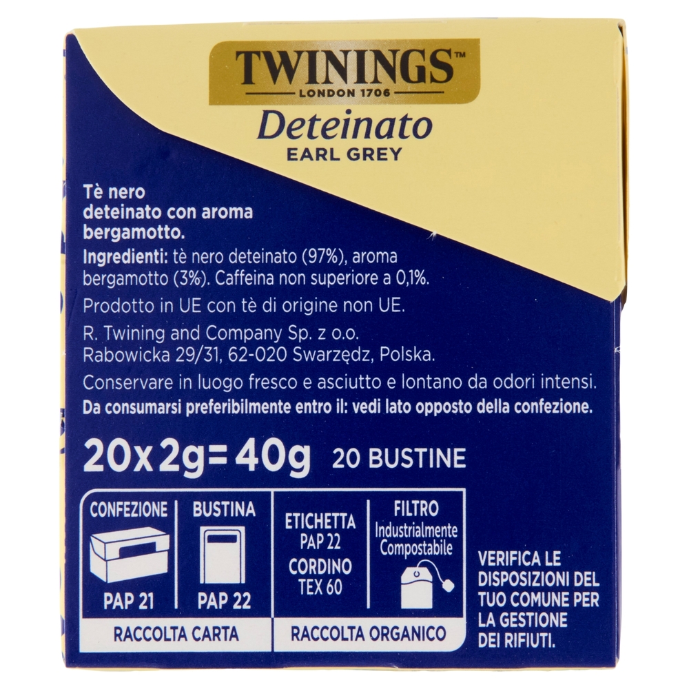Twinings DeTea Earl Grey Deteinato 20 x 2 g