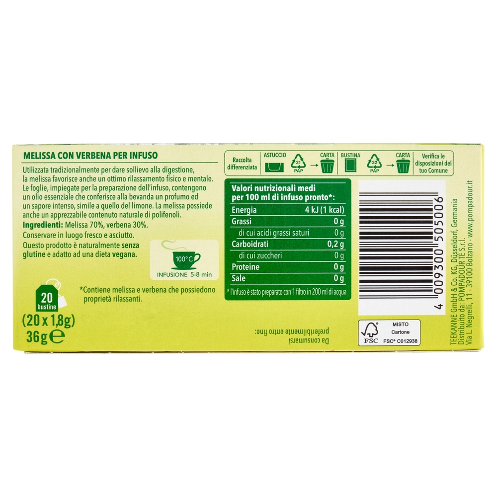Pompadour Infuso Melissa 20 x 1,8 g