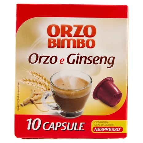 Orzo Bimbo Orzo e Ginseng, senza Caffeina, Capsule Compatibili con Macchine Nespresso - 10 per 5,4 g
