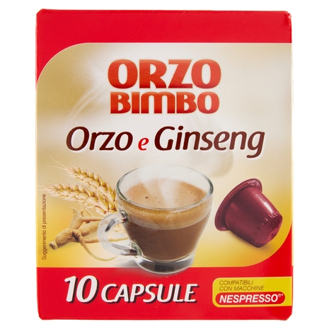 Orzo Bimbo Orzo e Ginseng, senza Caffeina, Capsule Compatibili con Macchine Nespresso - 10 per 5,4 g
