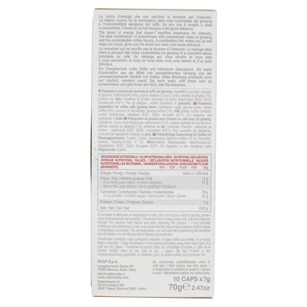 Cellini Caffè Caffè al Ginseng 10 Capsule Compatibili 10 x 7 g