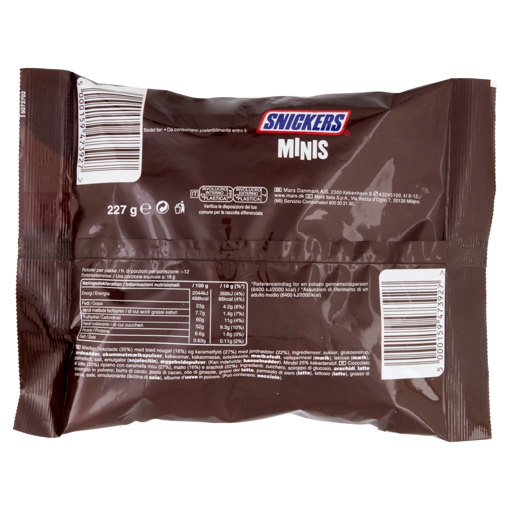 Snickers Minis Snack Cioccolatini al Latte con Arachidi e Caramello 227g