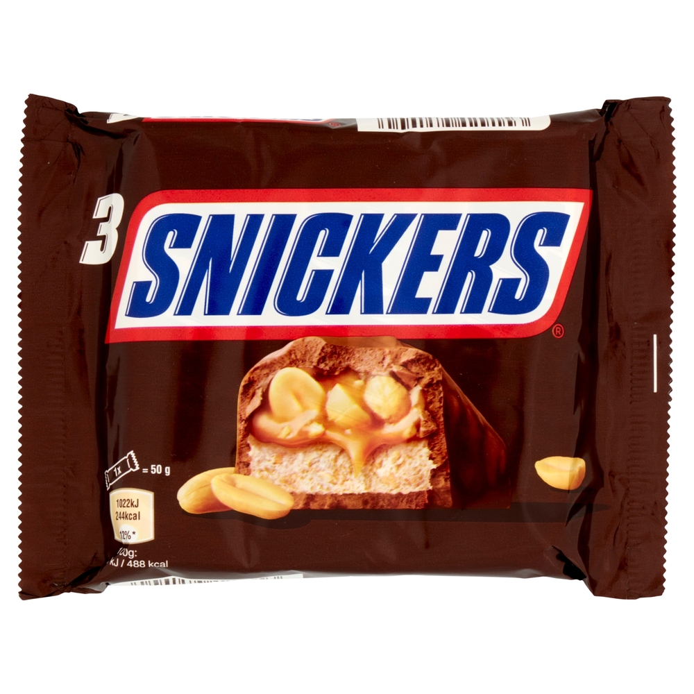 Snickers Barretta Snack al Cioccolato al Latte con Arachidi x3 150 g