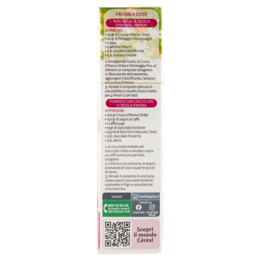 Céréal Nutrizione e Fibre Crusca d'Avena, naturalmente ricca in fibre e vitamine B1 e B6 - 360 g