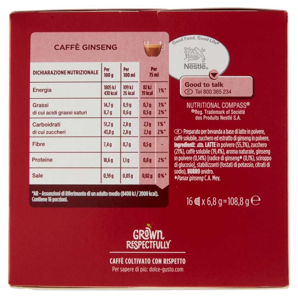 NESCAFÉ DOLCE GUSTO Caffè Ginseng Caffè al Ginseng 16 capsule 108,8 g