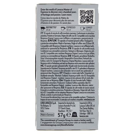 Lavazza Espresso Maestro Ristretto Compatibile con Nespresso Original 10 Capsule 57 g