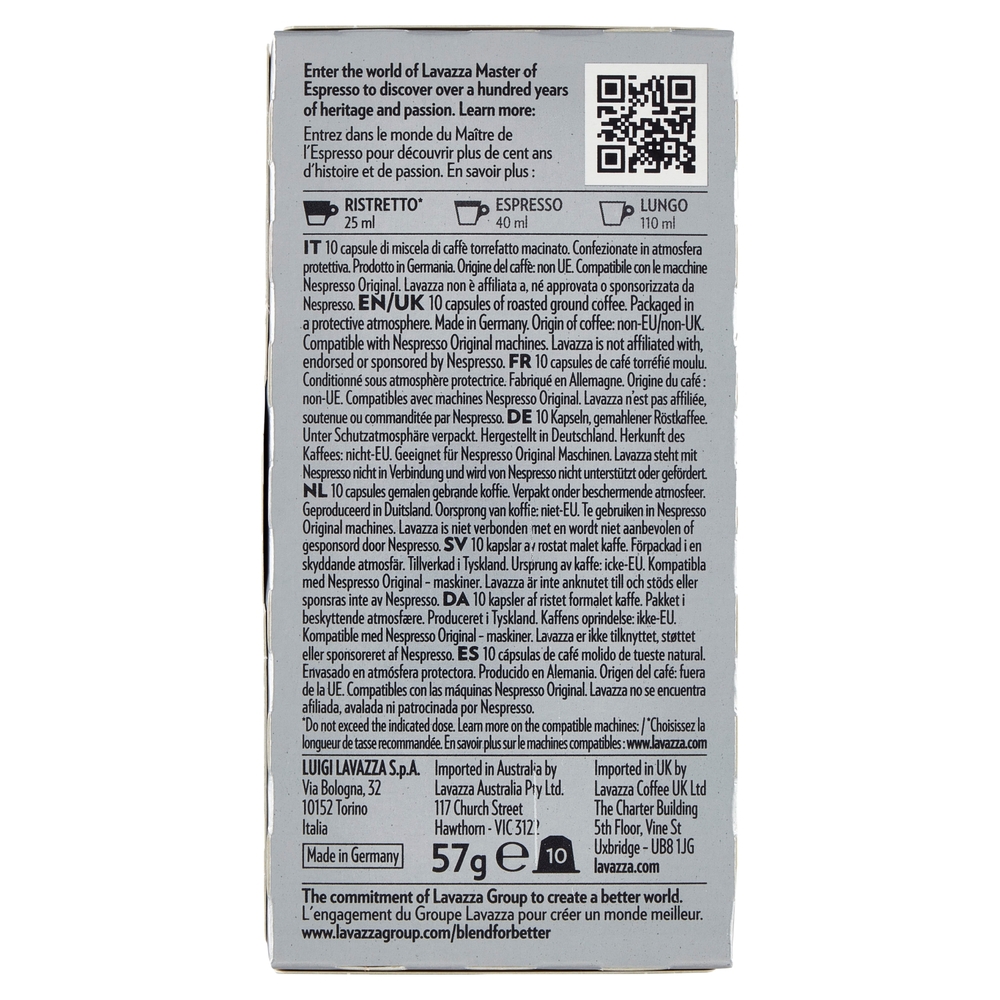 Lavazza Espresso Maestro Ristretto Compatibile con Nespresso Original 10 Capsule 57 g