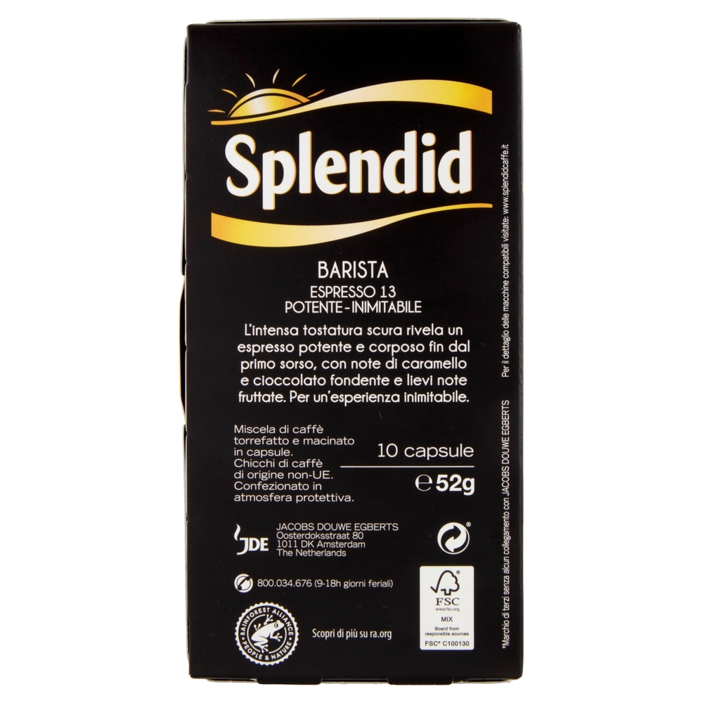 Splendid Barista Espresso 13 Capsule Compatibili con Macchine Nespresso* 10 x 52 g