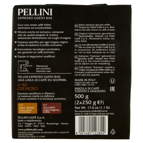 Pellini Espresso Gusto Bar n°46 Cremoso 2 x 250 g