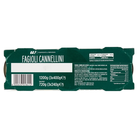Fagioli Cannellini 3x400g U! Confronta e Risparmia