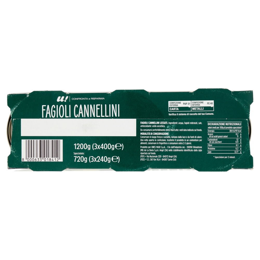 Fagioli Cannellini 3x400g U! Confronta e Risparmia