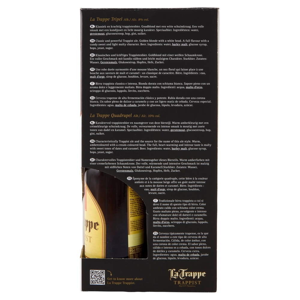 La Trappe Trappist Quadrupel 33 cL + Tripel 33 cL + Blond 33 cL + Isid'or 33 cL + 1 Bicchiere