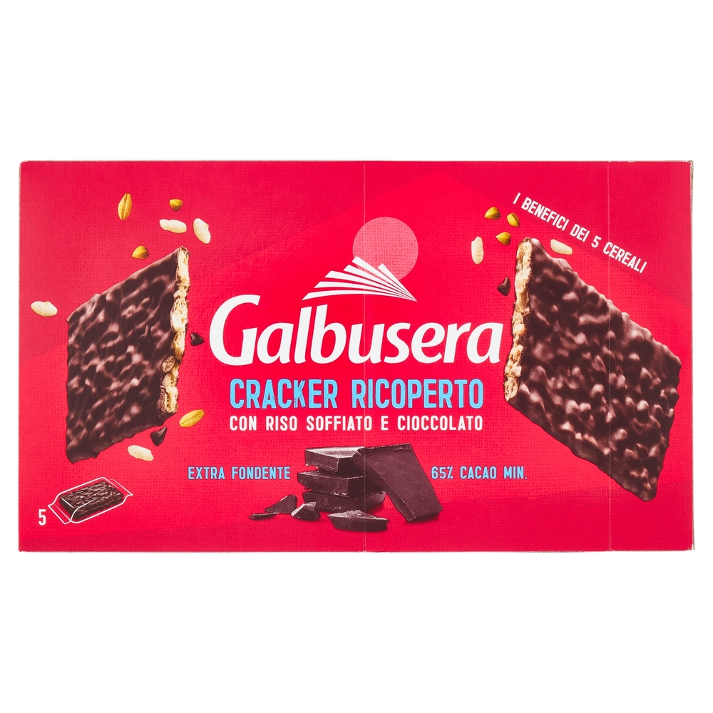 Galbusera Cereali G Cracker con Riso Soffiato Extra Fondente 5 x 30 g