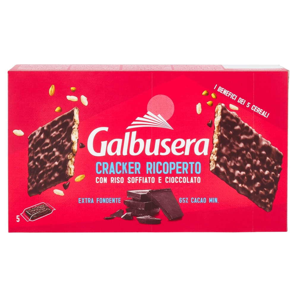 Galbusera Cereali G Cracker con Riso Soffiato Extra Fondente 5 x 30 g