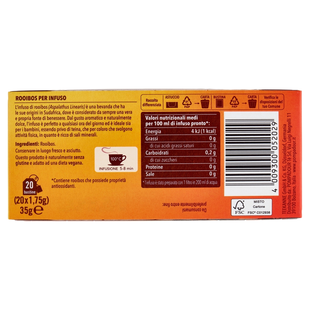 Pompadour Rooibos Infuso rosso 20 x 1,75 g