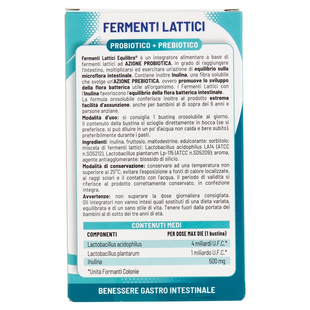 equilibra Fermenti Lattici Probiotico + Prebiotico 10 Bustine Orosolubili 18 g