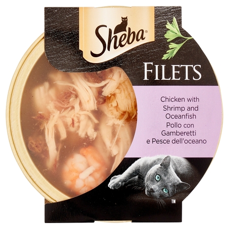 Sheba Filets Cibo Umido Gatto Pollo con Gamberetti e Pesce dell'oceano 60 g