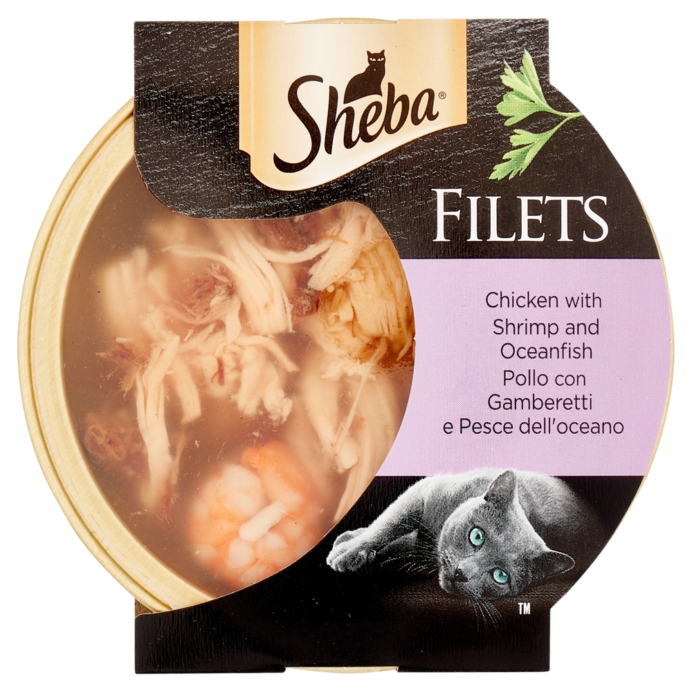 Sheba Filets Cibo Umido Gatto Pollo con Gamberetti e Pesce dell'oceano 60 g
