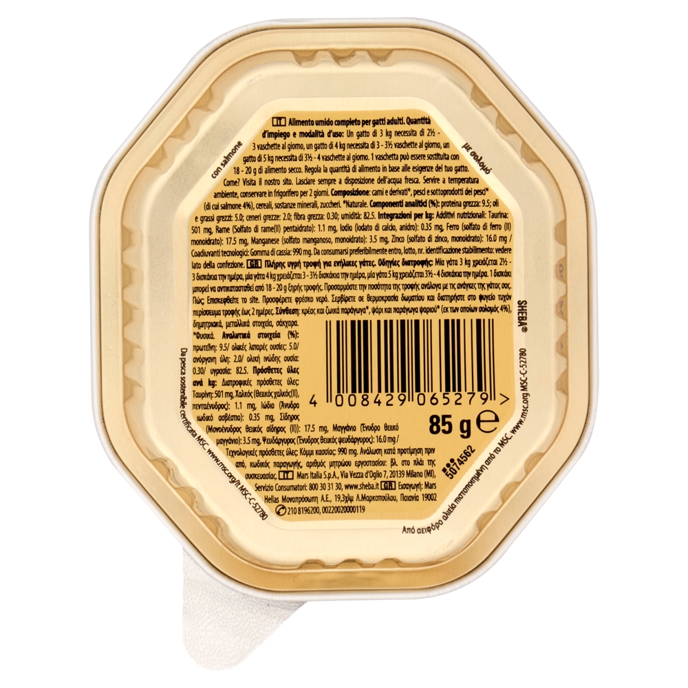 Sheba Paté Classics Cibo Umido Gatto in Vaschetta con Salmone 85 g