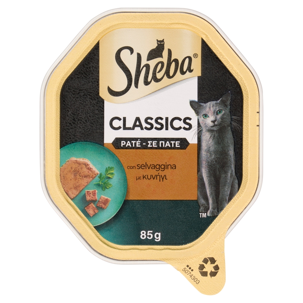 Sheba Paté Classics Cibo Umido Gatto in Vaschetta con Selvaggina 85 g