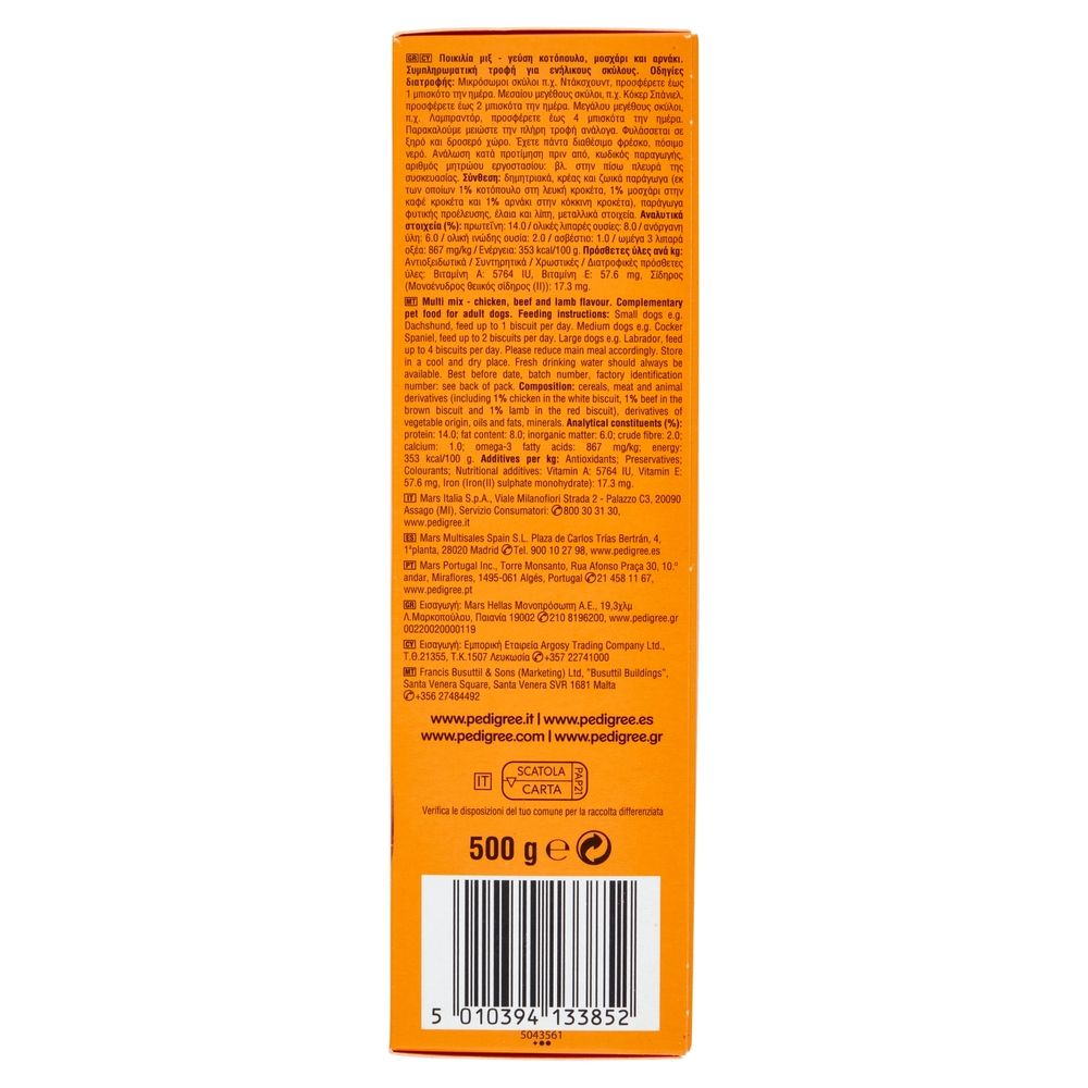 Pedigree Biscrok Biscotti Cane Multi Mix 500 g