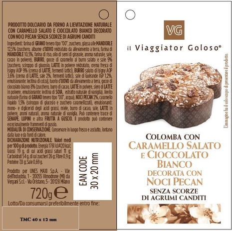 Colomba al Caramello Salato e Cioccolato Bianco Decorata con Noci Pecan Il Viaggiator Goloso