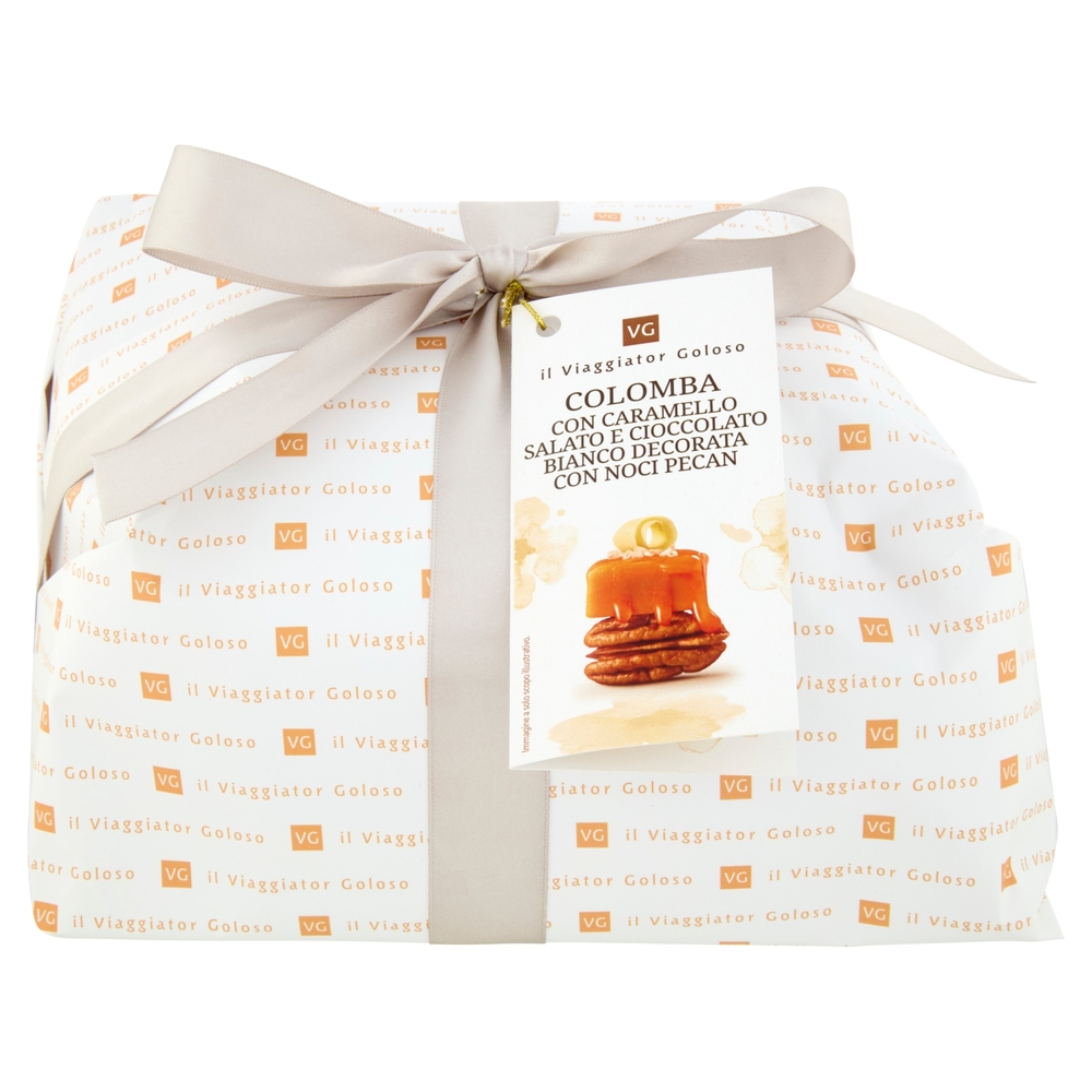Colomba al Caramello Salato e Cioccolato Bianco Decorata con Noci Pecan Il Viaggiator Goloso