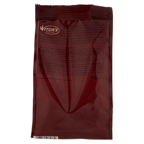 Witor's Noir Ovetti di Cioccolato Fondente con Cremoso Ripieno e Granella di Cacao 150 g