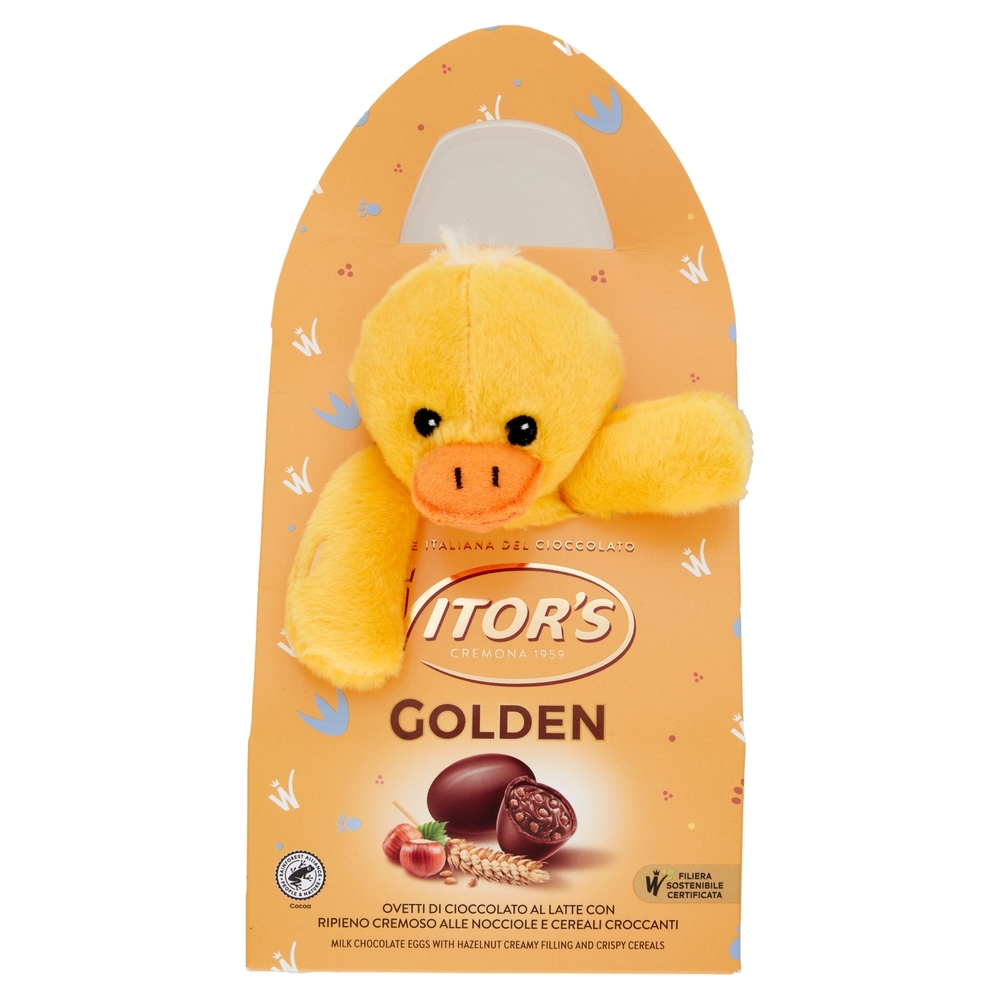 Witor's Golden Ovetti di Cioccolato al Latte con Ripieno alle Nocciole e Cereali Croccanti 120 g